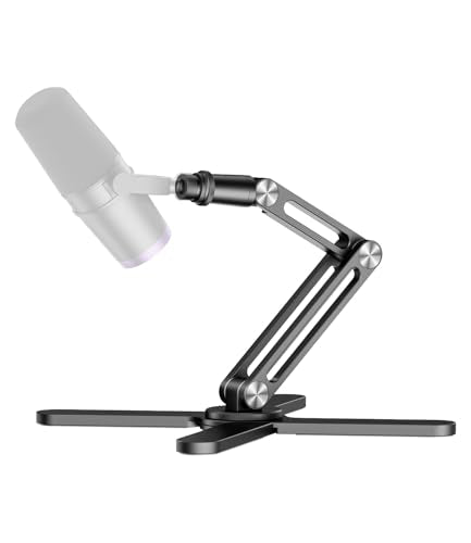 FULAIM X37 Desktop Mic Stand, Aluminum Alloy Microphone Boom Arm with Hidden Cable Management & Desk Clamp, 360° Rotatable Mic Arm for HyperX QuadCast, Blue Yeti, Shure SM7B