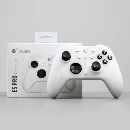 GuliKit ES PRO Wireless PC Controller for Switch 1/2, Windows/Steam Deck | 3.25ms Low Latency,Magnetic TMR Joysticks,Support Switch1/2 Wake-Up, Tactile Switch D-pad, White - color: White