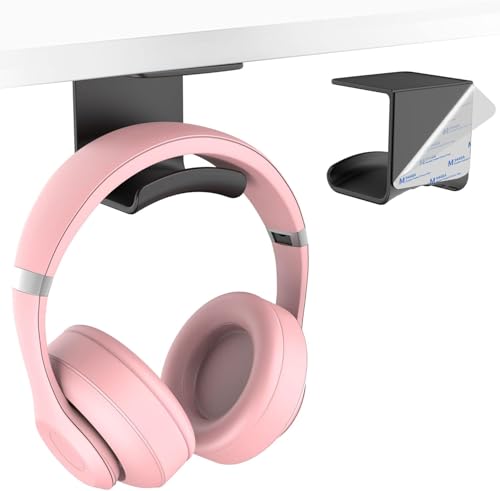 Headphone Stand Headset Holder, Headphone Holder Under Table, Adhesive Gaming Headphone Stand Hanger Desk Mount for Most Headphone