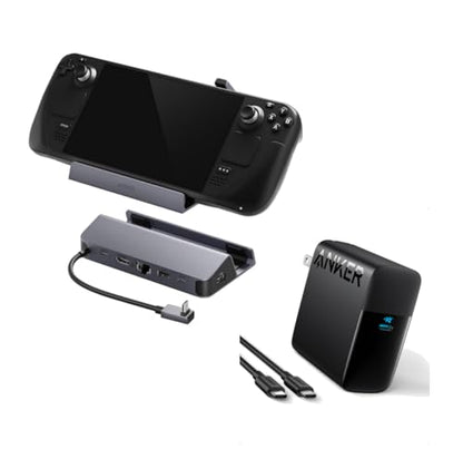 Anker Docking Station for Steam Deck/ROG Ally, 6-in-1 Steam Deck Dock, USB C Hub with HDMI 4K@60Hz, 1Gbps Ethernet & Mac Book Pro Charger, 100W USB C Charger, Anker Compact and Foldable Fast Charger