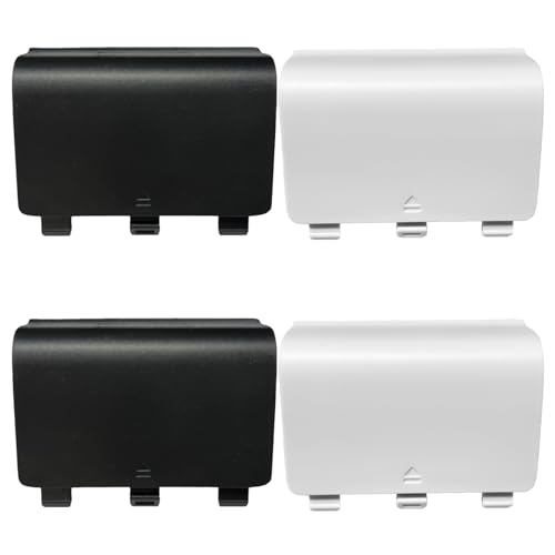 4 Pack Battery Back Cover for Xbox One/One S/One X Controller, One Controller Battery Cover Door Battery Back Shell Repair Part Compatible with Xbox One/One S/One X Controller (Black,White) - color: Black&White