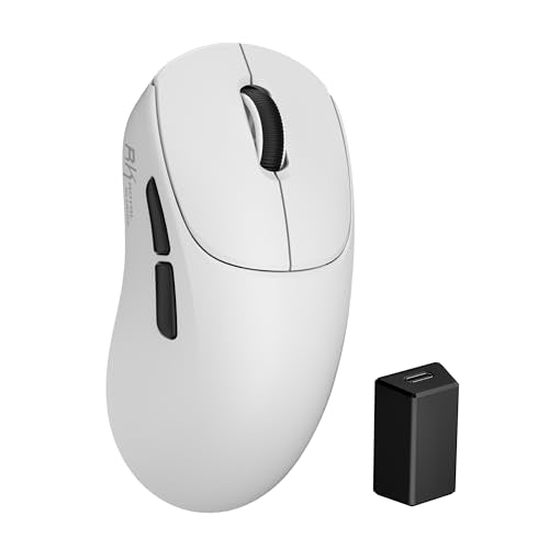 RK ROYAL KLUDGE MG5 8K Wireless Gaming Mouse 42000 DPI PAW3950 Sensor | 56g Lightweight Ergonomic Computer Mouse, Dual 8000Hz Polling Rate, 2.4GHz/BT/USB-C, Gaming Accessories for PC/Laptop/Mac - color: White