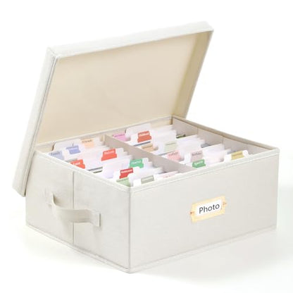 Aokeyee Photo Storage Box Holds 1700+ 4x6 Pictures | Photo Organizer Box | 8 Dividers | 24 Paperboard | with Blank Label - size: 1pc