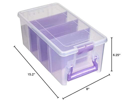 ArtBin Semi Satchel 휴대용 공예 정리함, 칸막이 3개 포함 - 미술 및 공예 용품을 위한 투명 플라스틱 보관 케이스 (4팩) - color: 퍼플., size: Pack of 4