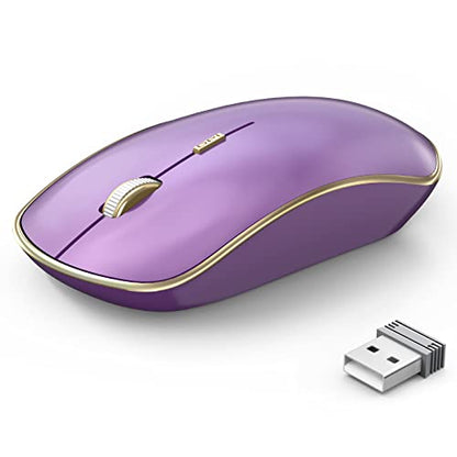 JOYACCESS Silent Wireless Mouse - 2.4G Portable & Ergonomic with 5 DPI Levels for Desktop, Notebook, PC & Laptop (Purple) - color: Purple