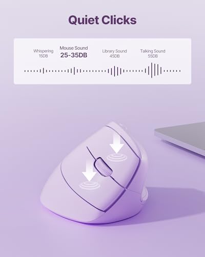 Ergonomic Mouse, USB+Bluetooth Dual Connection, Wireless Vertical Mouse for Reducing Wrist Pain, 1000/1600/2400 DPI, Ergo Mouse with Quiet Click for Windows Mac OS PC Computer Laptop, Purple - color: Purple