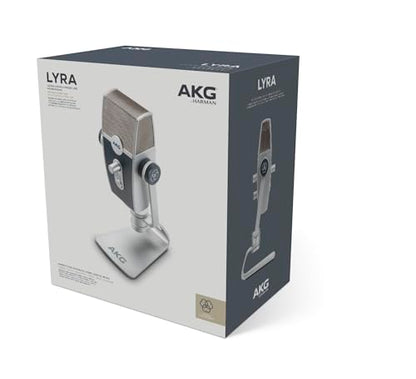 AKG Pro Audio Lyra Ultra-HD USB C Microphone for Recording, Streaming, Gaming, Podcasting, ASMR on PC and Mac, Condenser Mic for Laptop or Computer, Adjustable Stand, Plug and Play – Blue and Silver | Gaming Podcasting, ASMR on PC and Mac, Condenser Mic f