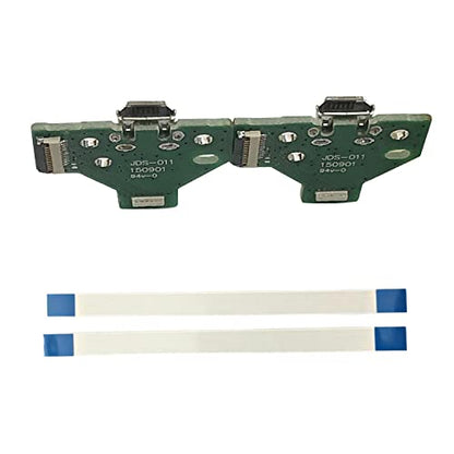 FainWan 2pcs J-D-S-011 Replacement Charging Port Assembly 12 Pin for PS4 DualShock 4, Micro USB Adaptor Charger Socket Board Connector Module for PlayStation DS4 Controller, Flex Cable