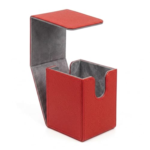 Dmoicols Vertical Deck Box Plus Version, Large Trading Card Case Fits 100+ Double Sleeved Cards, Premium Saffiano Leather TCG Storage for MTG Commander, Pokémon, TCG, CCG, Magnetic Closure - Red - color: VP Red