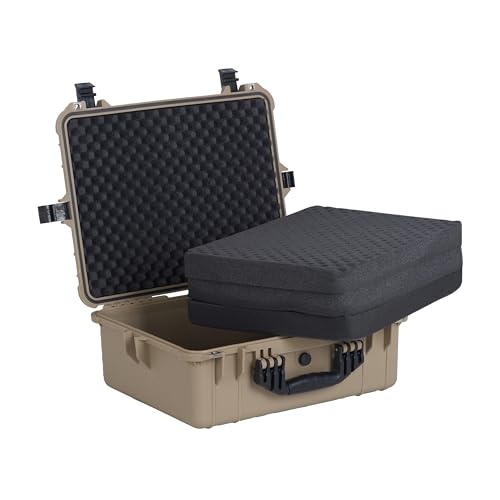 MEIJIA All Weather IP67 Waterproof Hard Camera Case,Hard Protective Case,Hard Case with Customizable Foam,Fit Use of Drones,Camera,Equipments,Pistols(Desert Tan,20.62 x16.85x8.11inches) - color: Desert Tan, size: 20.62 x16.85x8.11inches