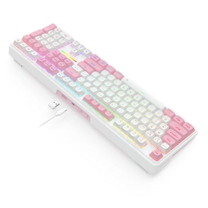 Redragon K745 PRO Wireless Gasket RGB Gaming Keyboard, 108 Keys Mechanical Keyboard w/Extra 4 Hotkeys, Hot-Swap Socket, 5-Layer Noise Dampening, See-Through Round PBT Keycaps, Creamy Linear Switch - color: Pink Area, size: 108 Keys