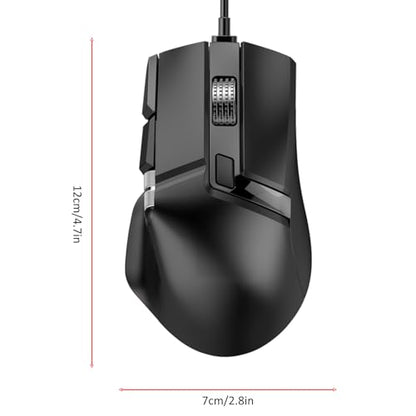 PUSOKEI RGB Gaming Mouse, 11 Programmable Buttons 7 RGB Lighting Modes Ergonomic Design, with 1200 to 12400 DPI 1000Hz Polling Rate and 20 Macro Slots, for PC Computer Gaming