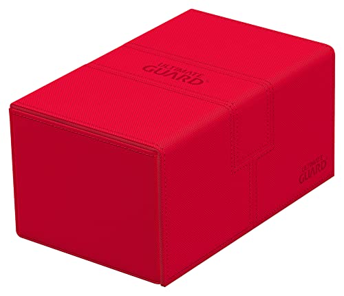Ultimate Guard Twin Flip'n'Tray 160+, Deck Case for 160 Double-Sleeved TCG Cards + Dice Tray, Red, Independent Magnetic Closure & Microfiber Inner Lining - color: Red, size: 160+
