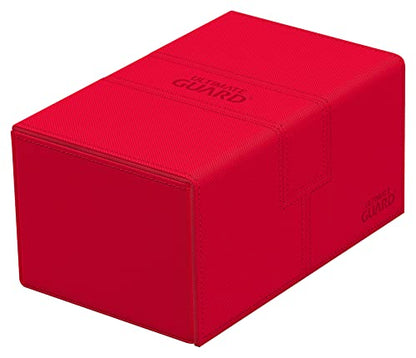 Ultimate Guard Twin Flip'n'Tray 160+, Deck Case for 160 Double-Sleeved TCG Cards + Dice Tray, Red, Independent Magnetic Closure & Microfiber Inner Lining - color: Red, size: 160+