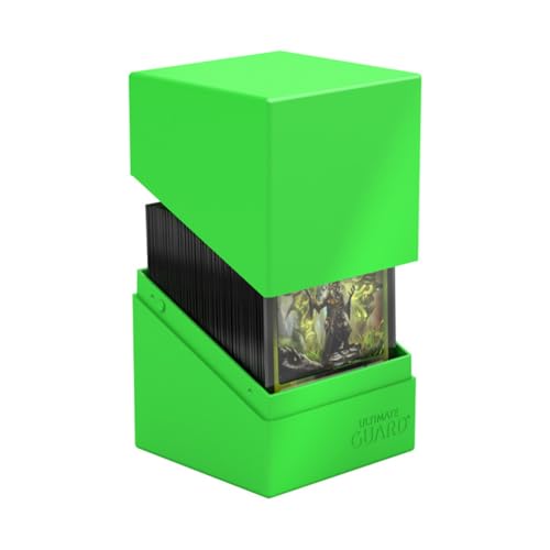 Ultimate Guard Boulder Solid 100+, Deck Case for 100 Double-Sleeved TCG Cards, Neon Green, Secure & Durable Storage for Trading Card Games, No Transparency - color: Neon Green
