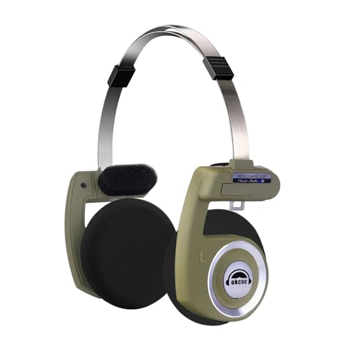 okcsc Classic Portable Headphones, Retro Style, Bluetooth Wireless Retro Headphones,Ultra Lightweight/All Day Playtime/Bullt-in Mic/40mm Class Composite Film/BT 5.3 & Wired Two Connection Modes Green - color: Green, size: Bluetooth
