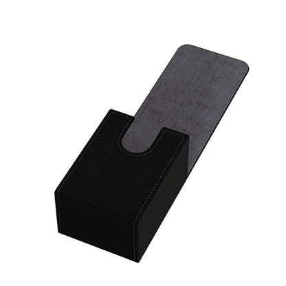Double Decker Leather Poker Card Case - Holds Two Sets of Poker Size Cards - Premium Dual-Deck Holder with Stylish Design and Secure Closure (Black-Grey) - color: Black-Grey