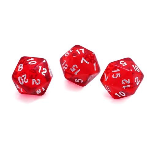 10 Pieces Polyhedral Dice Set D20 Dice 20mm Acrylic 20 Sided Game Dice for Dungeons and Dragons RPG MTG DND Dice Table Games (Transparent Red) - color: Transparent Red