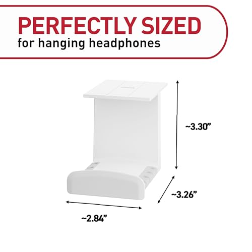 Command Headphone Hanger, 1 Hook, 4 Large Strips | Headphone Hanger For Desk, Offices, Bedrooms And Gaming Setups, Tool Free Mounting, Removes Cleanly With No Residue - color: White