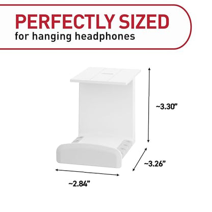 Command Headphone Hanger, 1 Hook, 4 Large Strips | Headphone Hanger For Desk, Offices, Bedrooms And Gaming Setups, Tool Free Mounting, Removes Cleanly With No Residue - color: White