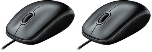 Logitech B100 Wired Mouse for Computer and Laptop, USB Corded Mouse, Right or Left Hand Use - Black (Pack of 2) - size: 1 Count (Pack of 2)