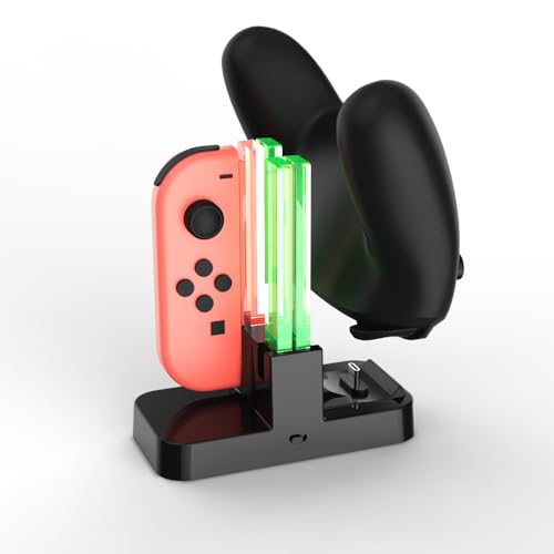 Dobe - 5 in 1 Charging Dock Compatible with Nintendo Switch for Joy Con & OLED Model Controller with Lamppost LED Indication, Charger Stand Station with Charging Cable