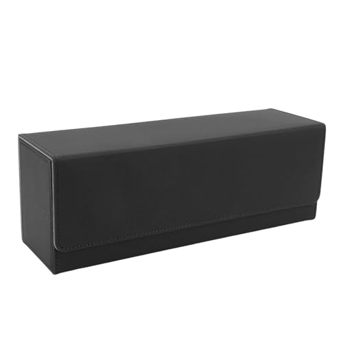 Ymiko Large Capacity Card Storage Box with Magnetic Closure PU Leather Deck Box for 400+ Trading Cards Compact - color: Black