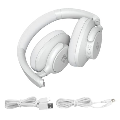 Redragon H610 Wireless Gaming Headset for PC, Mac, NS, Phone - BT 5.3 with Active Noise Cancellation, 40H Battery, Lightweight, Over-Ear Headphones with Built-in Mic, White - color: White