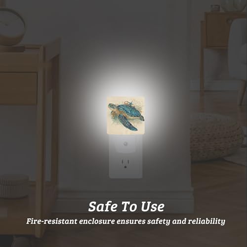Sea Turtle Night Light, Plug-into Wall Nightlight with Dusk to Dawn Sensor, Energy Efficient Lamp for Bedroom/Bathroom/Kitchen/Hallway/Stairs - color: Sea Turtle