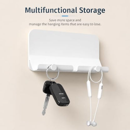 Wall Mount Phone Holder with Cable Hole & Hooks, Adhesive Wall Phone Holder, Phone Charging Dock & Organizer for Bedroom, Bathroom, Kitchen, Office, Dorm & RV (2 Pack-White) - color: 2 Pack-W