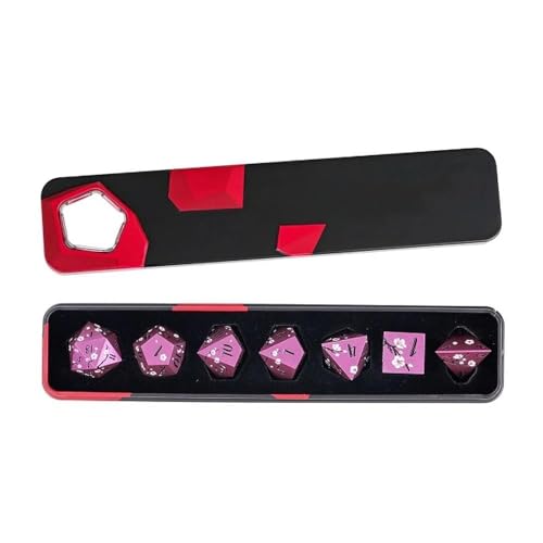 UDIXI DND Metal Dice Set, Flower Solid Metal RPG Dice Set Purple for D&D | White Flower, Metal Case Packaging, Heavy Metal Dice, D&D Gift, for Dungeons and Dragons Role Playing Games Tabletop Games - color: Purple-black