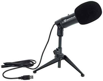 Rockville Z-Stream USB Condenser Computer Microphone for YouTube/Zoom | Podcasting/Streaming/Gaming, Includes Stand and Windscreen, Plug and Play, Mac/Windows, Omni-Directional