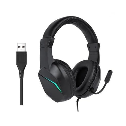 Professional USB Wired Gaming Headset, Noise Cancelling Over Ear Headphones with 40mm Driver for PC Laptop Gaming, Comfortable Memory Foam Ear Pads, Adjustable LED Light Mic (OY733USB)