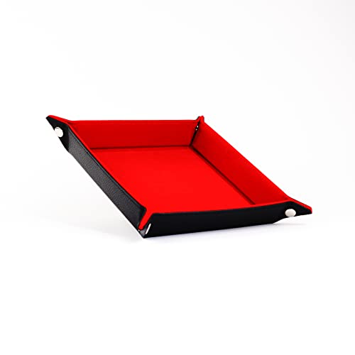 FanRoll Fold Up Velvet Dice Tray w/PU Leather Backing: Red, Role Playing Game Dice Accessories for Dungeons and Dragons - color: Red