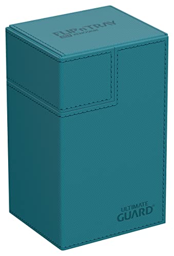 Ultimate Guard Flip'n'Tray 80+, Deck Case for 80 Double-Sleeved TCG Cards + Dice Tray, Petrol, Independent Magnetic Closure & Microfiber Inner Lining - color: Petrol, size: 80+