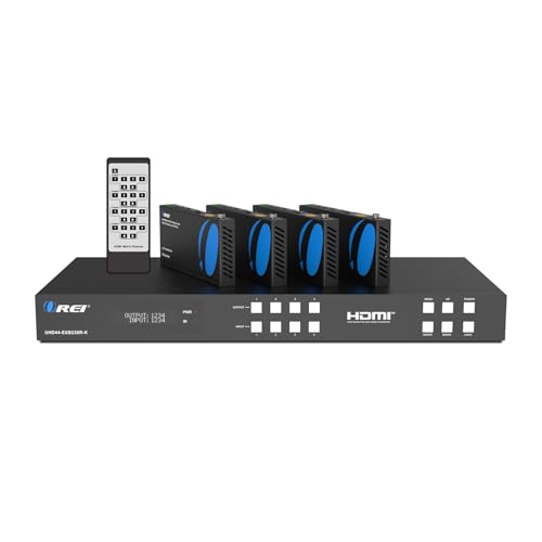 OREI HDBaseT 4x4 Matrix Extender HDMI 230ft 4K60Hz HDR EDID RS-232 TCP/IP | HDMI Matrix Switch Extender, 4x4 HDMI Extender Matrix 4K – HDMI 2.0, HDCP 2.2, Dolby TrueHD, DTS-HD MA - size: 4x4 - Up to 230 Ft
