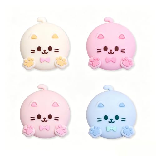 Switch Thumb Grips Caps, 4 PCS Cute Kawaii Kitty 3D Silicone Analog Thumbstick Button Cover Compatible with Nintendo Switch Lite/OLED Joystick Caps, 4 Color Cat - color: 4 Color Cat