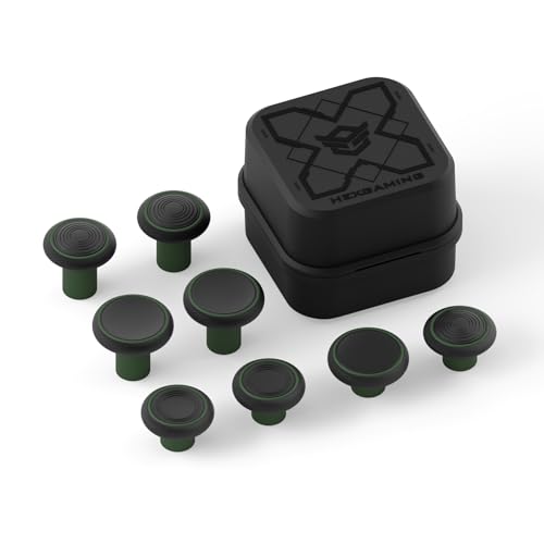 HEXGAMING 8-Pack Replacement Thumbsticks Caps, Static Emerald | 2 Height, Domed & Concave Grips, for Phantom & Ultimate Pro Controllers, Base Part NOT Included - color: Static Emerald