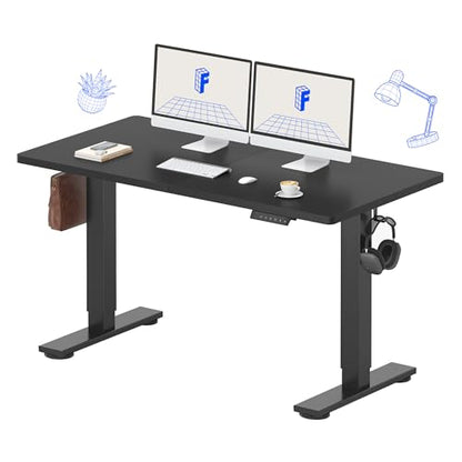 FLEXISPOT Standing Desk Electric Height Adjustable Desk with 55 x 24 Inches Splice Board, Ergonomic Memory Controller, Black Top + Black Frame - color: Black, size: 55"x24"