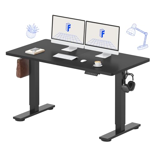 FLEXISPOT Standing Desk Electric Height Adjustable Desk with 55 x 24 Inches Splice Board, Ergonomic Memory Controller, Black Top + Black Frame - color: Black, size: 55"x24"