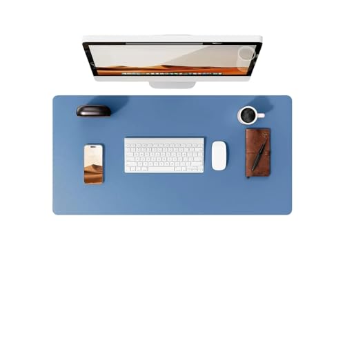 Desk Pad, Leather Non-Slip Laptop Computer Desk Keyboard Mat, Table Protector Blotter Mat, Large Mouse Pad (24" x 12")-Blue - color: Blue