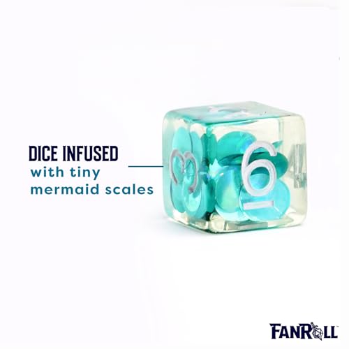 FanRoll 16mm Resin Poly DND Dice Set: Mermaid Scales, Role Playing Game Dice for Dungeons and Dragons