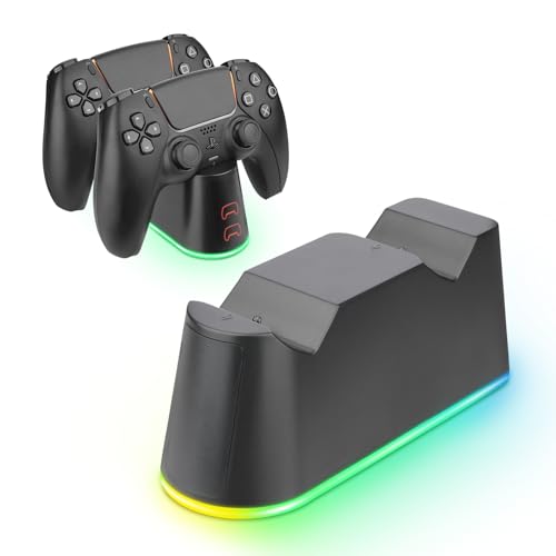 Charger Dock Station,Full Charged Within 2.5 Hrs,Dual Fast Charging Dock,RGB Backlit for PS5