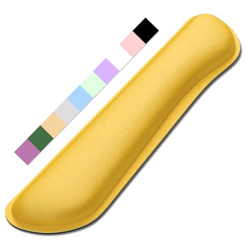 Dapesuom Enlarge Keyboard Wrist Rest, Cute Memory Foam Keyboard Wrist Cushion for Computer Desk Mats Support, Typing Pain Relief Ergonomic Mouse Pad Rests with Non-Slip Base for Gaming, Laptop, Yellow - color: Apricot Yellow, size: 17 x 3.6 x 1 inches
