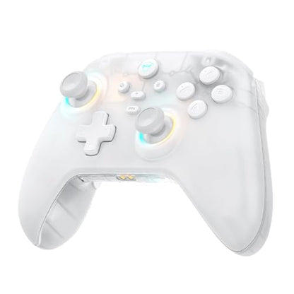 Machenike G3V2 Bluetooth Controller for Pc/Switch/Ios/Android, Hall Effect Joysticks, RGB Lighting Gaming Controller,2 Programmable Buttons,1000mah Battery With Charging Station, White - color: White