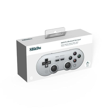 8Bitdo SN30 Pro Bluetooth Wireless Gamepad Retro Controller - Gray | Hall Effect Joystick, for Switch/Switch 2, PC, Steam Deck, Android, Raspberry PI, iPhone, iPad, macOS and Apple TV - color: Gray Edition, size: Hall Effect Joystick