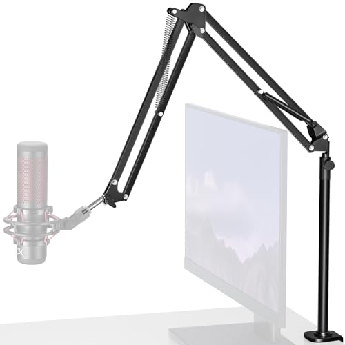 InnoGear Desk Mic Stand, 360° Rotatable Overhead Mic Boom Arm Microphone Stands High Riser for Blue Yeti Snowball HyperX QuadCast SoloCast Fifine Shure SM7B and Other Mics - color: Black, style: High-profile