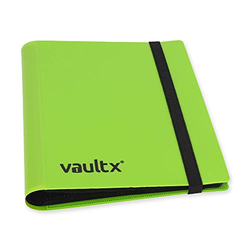 Vault X 4 Pocket Strap Trading Card Binder 160 Cards Side Loading (Green) | Holds 160 standard-size TCG cards in 20 side-loading 4-pocket pages. Padded, water-resistant cover. - color: Green