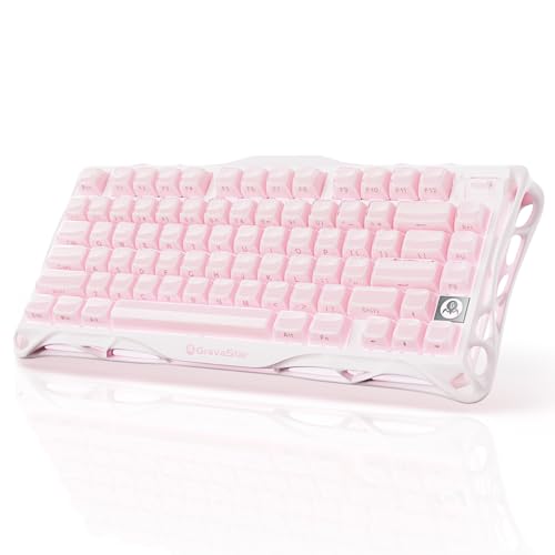 GravaStar Mercury K1 75% Wireless Mechanical Gaming Keyboard RGB Backlit | Gasket Mount, Hot Swappable Linear Switches, Creamy Sound Keyboard, 2.4GHz/USB-C/Bluetooth 5.0, for Win/Mac【Sakura Pink】 - color: Sakura Pink