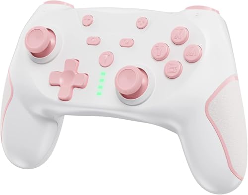 Matbip Wireless Pro Controller for Switch/Switch 2/Switch Lite/Switch OLED, wireless controller for switch with 2 back buttons, 3-level TURBO adjustable (Pink) - color: Pink